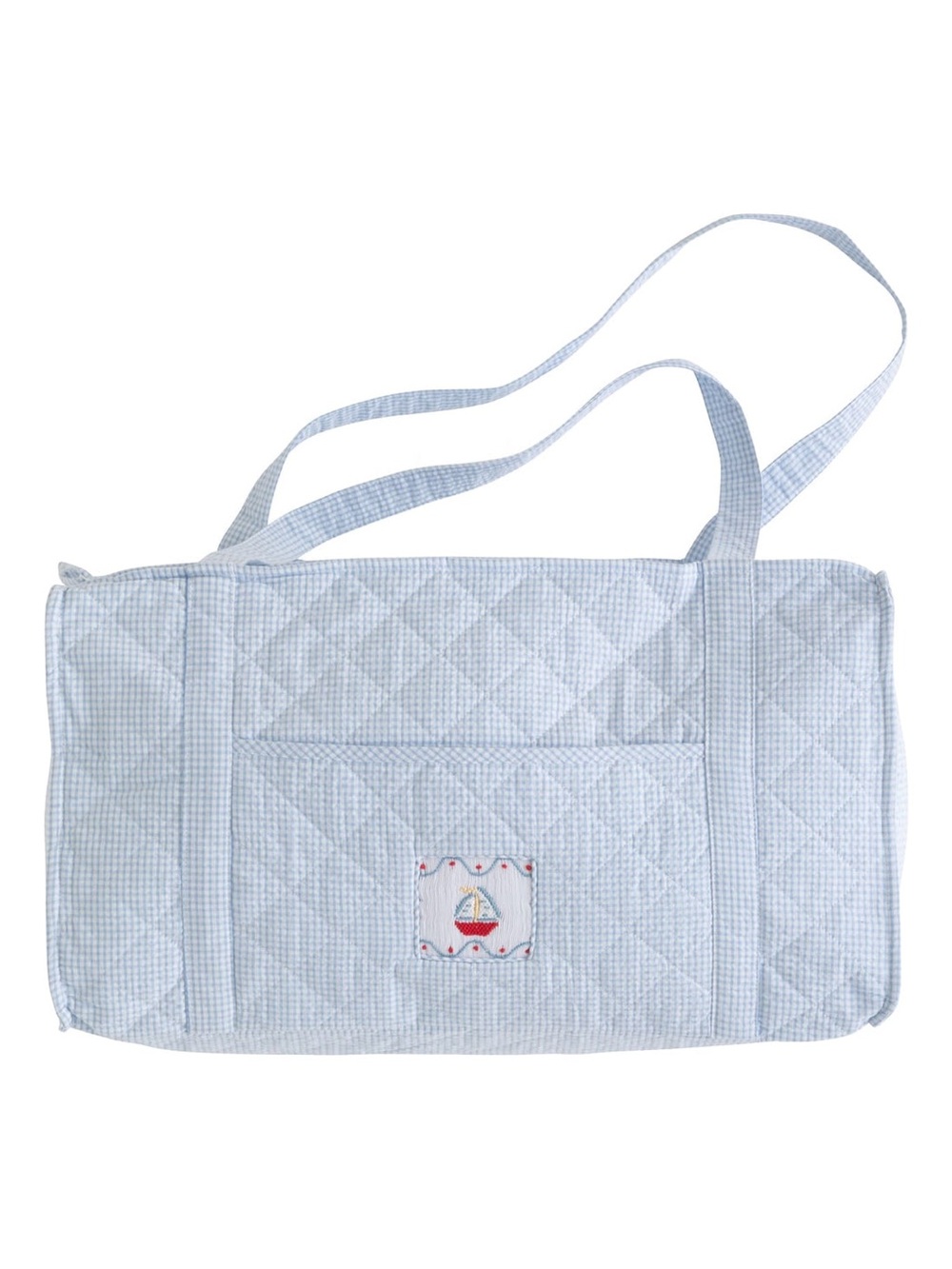 Little English Light Blue Quilted Tote with smocked Sailboat